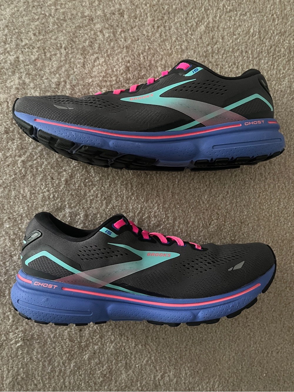 Brooks Ghost 15 Women’s Running Shoes in Black/Blue/Aruba - Size 9.5 B Medium